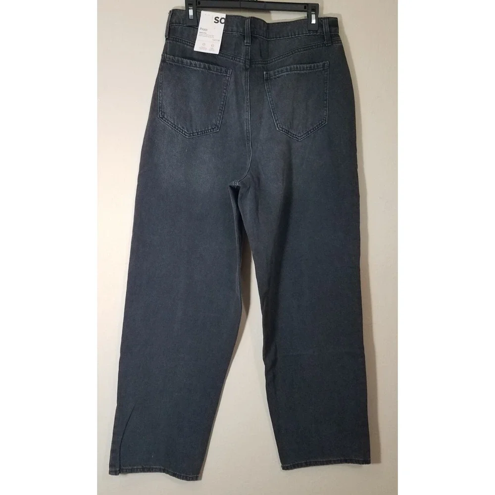 SO Jeans Baggy Highest Rise Pleated Front Juniors‎ Size 13/31W Faded Black NEW